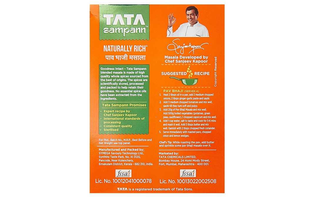 Tata Sampann Naturally Rich - Pav Bhaji Masala   Box  45 grams